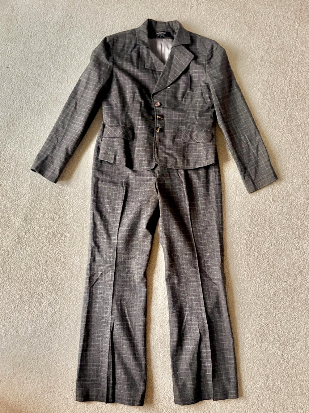 Signature by Larry Levine Women’s Brown Plaid Vintage 2 Piece Suit Size 8